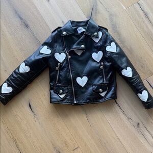 Lola + The Boys Black Faux Leather Jacket with Pink Accent